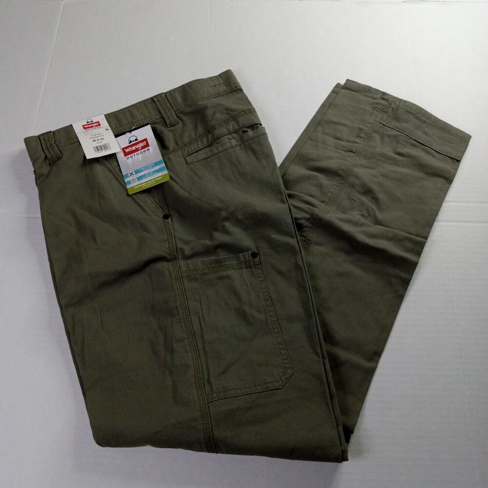 Wrangler Outdoor Frontier Utility Pants Men's 40x32 Green Straight‎ Fit UPF 50+